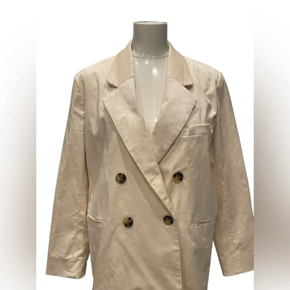 NWT Maeve by Anthropologie Women's Cream Double-Breasted Blazer Size:8P - Picture 4 of 15